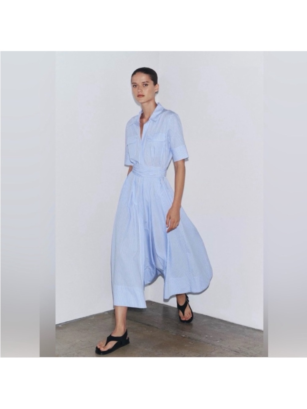 ZARA ZW Collection Striped Poplin Dress